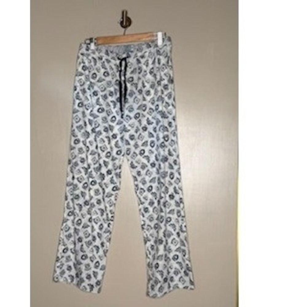 Jane & Bleecker‎ New York Womens Pajama Pants Blue White Crest Cotton M